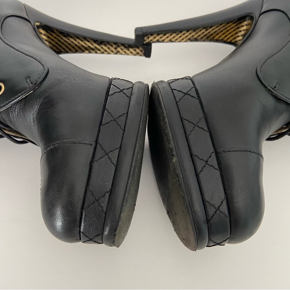 Chanel Black Leather CC Cap Toe Lace Up Platform Ankle Boots - Picture 7 of 16